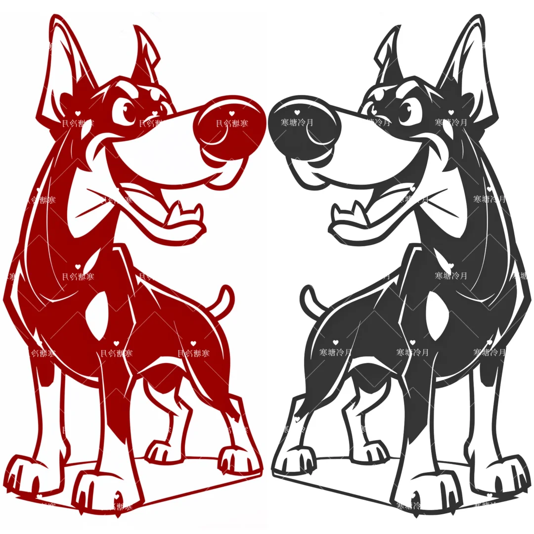 杜宾狗狗剪纸刻纸底稿分享