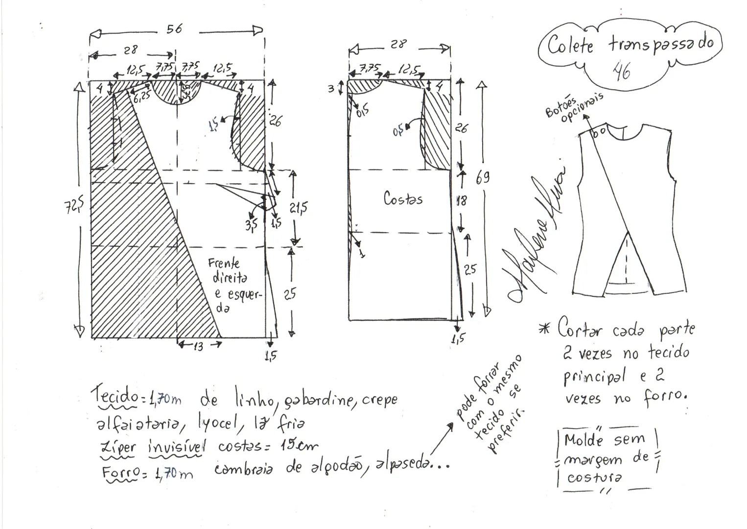 交叉叠襟马甲裁剪图，喜欢点赞收藏哦