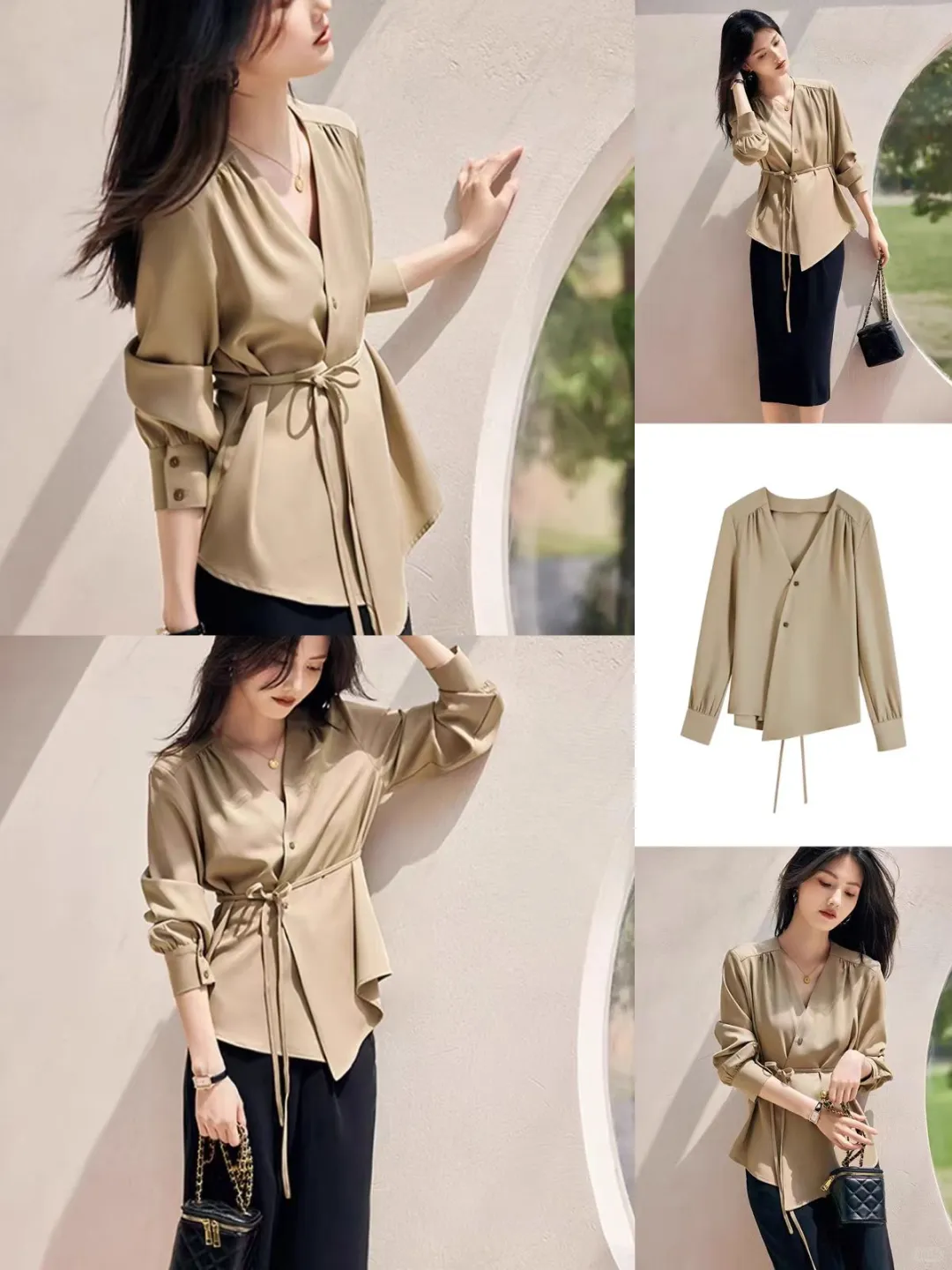 一种随性而自然的复古风格哥弟不对称衬衫~