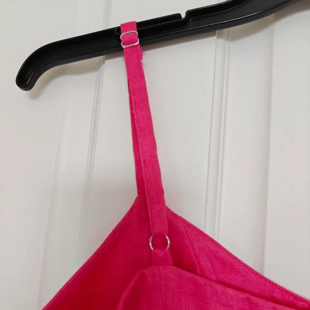 全新KOOKAI 100%麻 玫红色吊带连衣裙