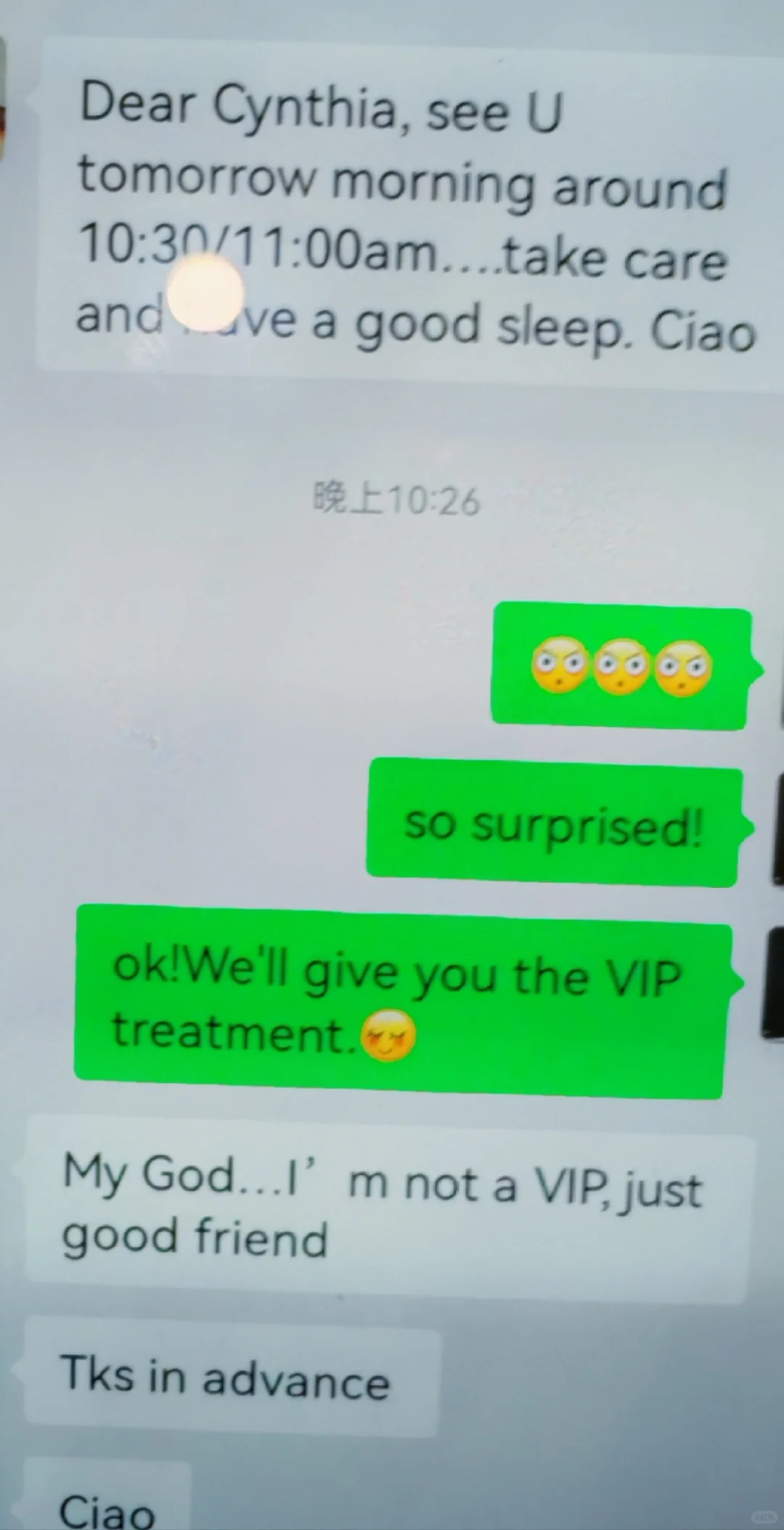 一直在合作的外国客户突然见面