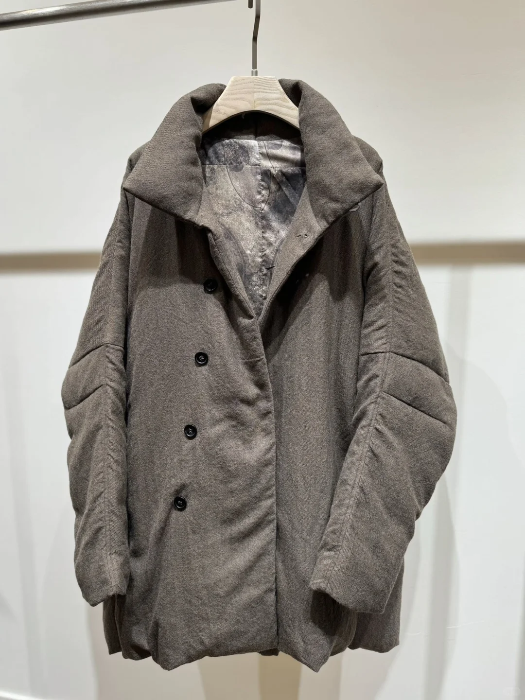 中式国潮单排扣斜门襟男女同款羊毛鹅绒大衣