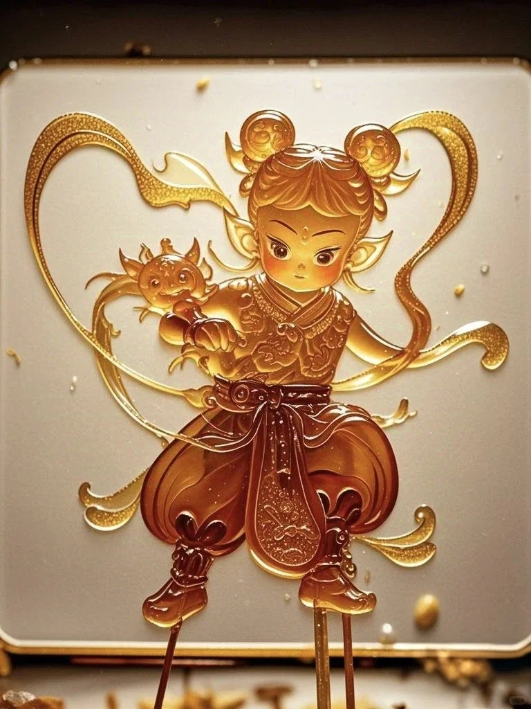 哪吒非遗糖画艺术风格