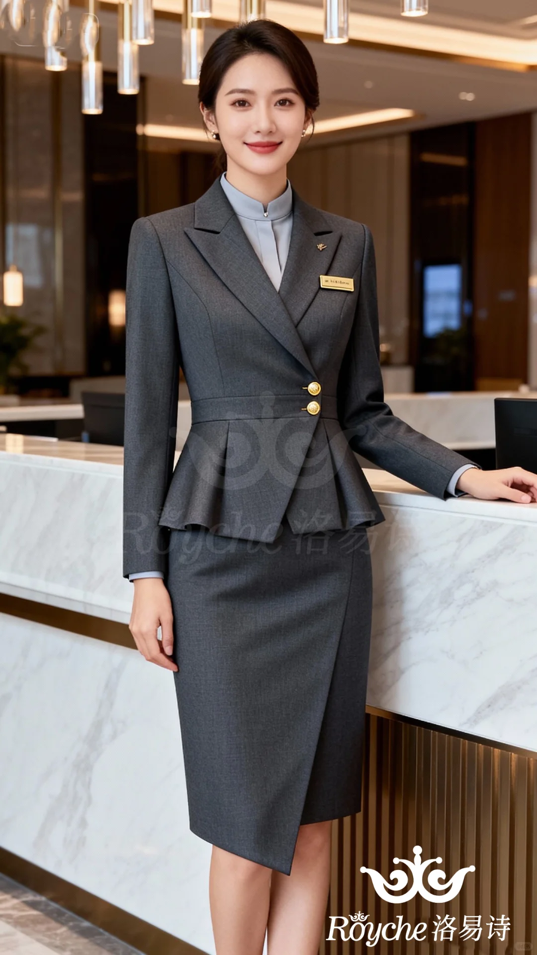 高端会所前台工装卷王！这套直接把格调拉满～