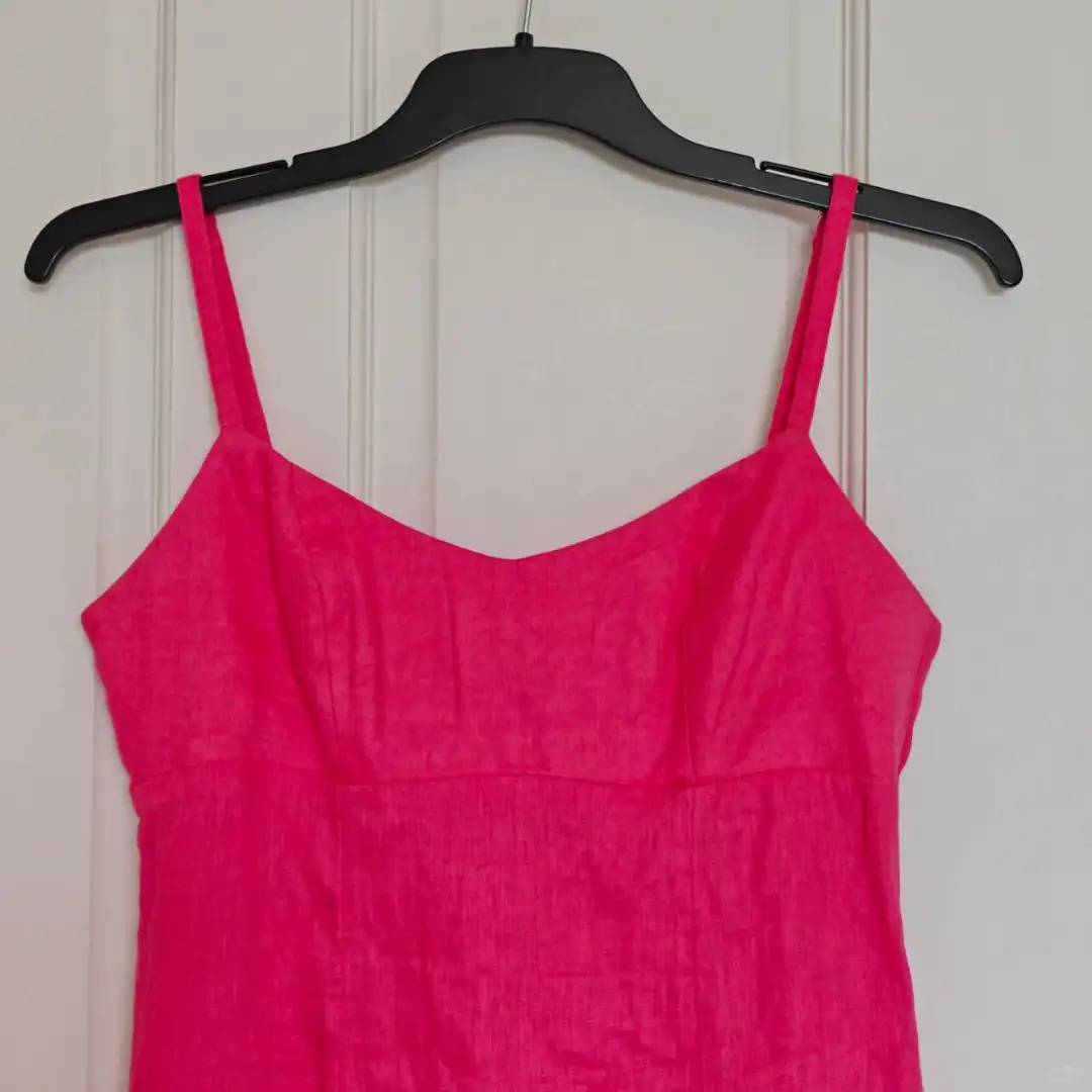 全新KOOKAI 100%麻 玫红色吊带连衣裙