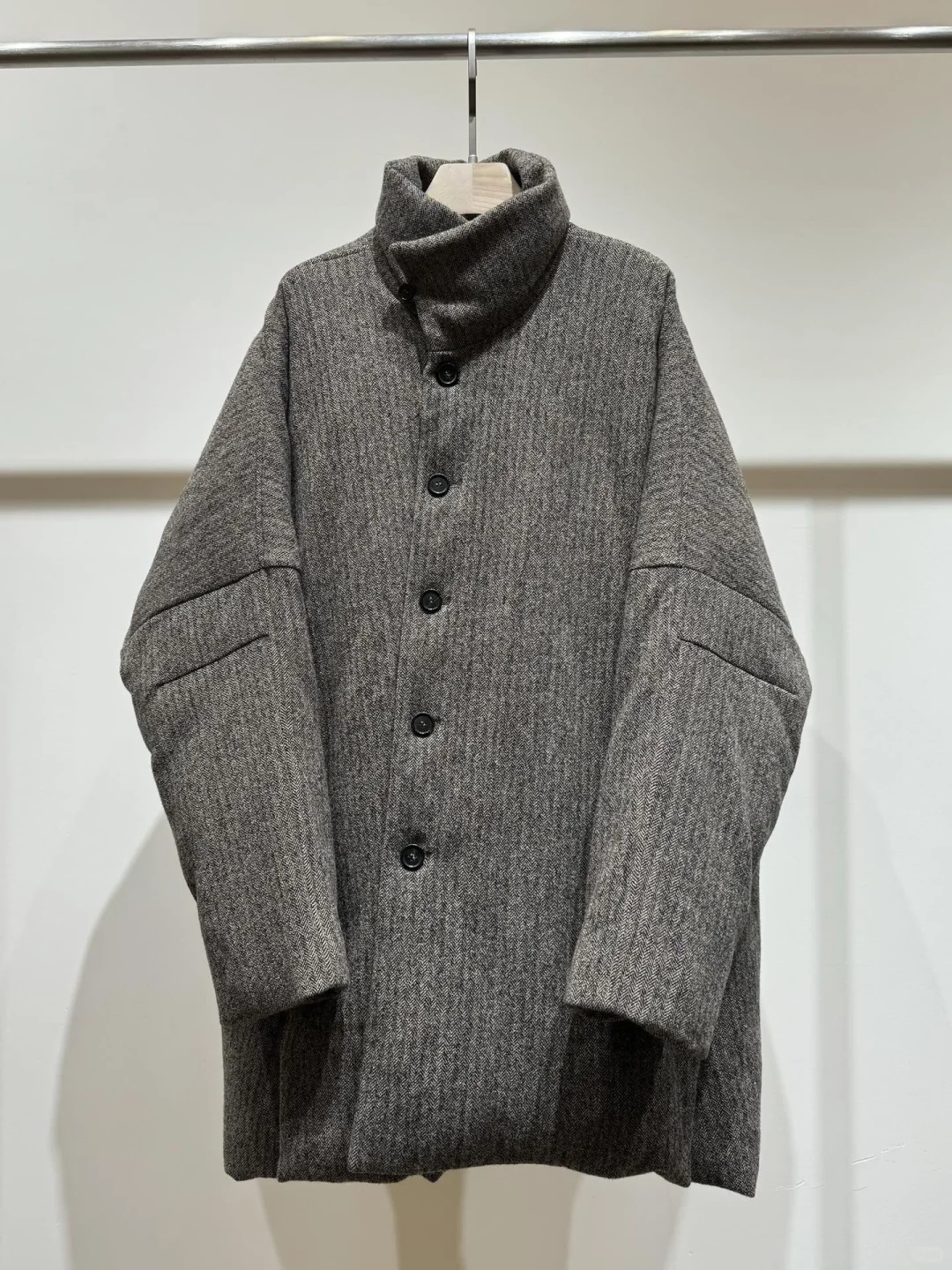 中式国潮单排扣斜门襟男女同款羊毛鹅绒大衣