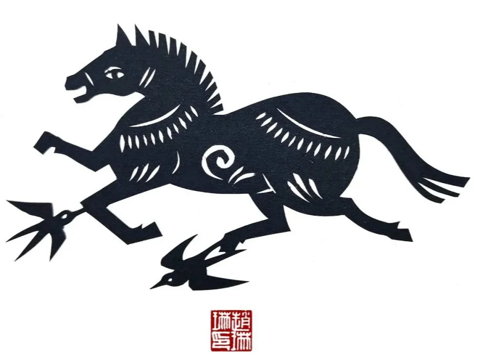 剪纸欣赏，十二生肖马系列。