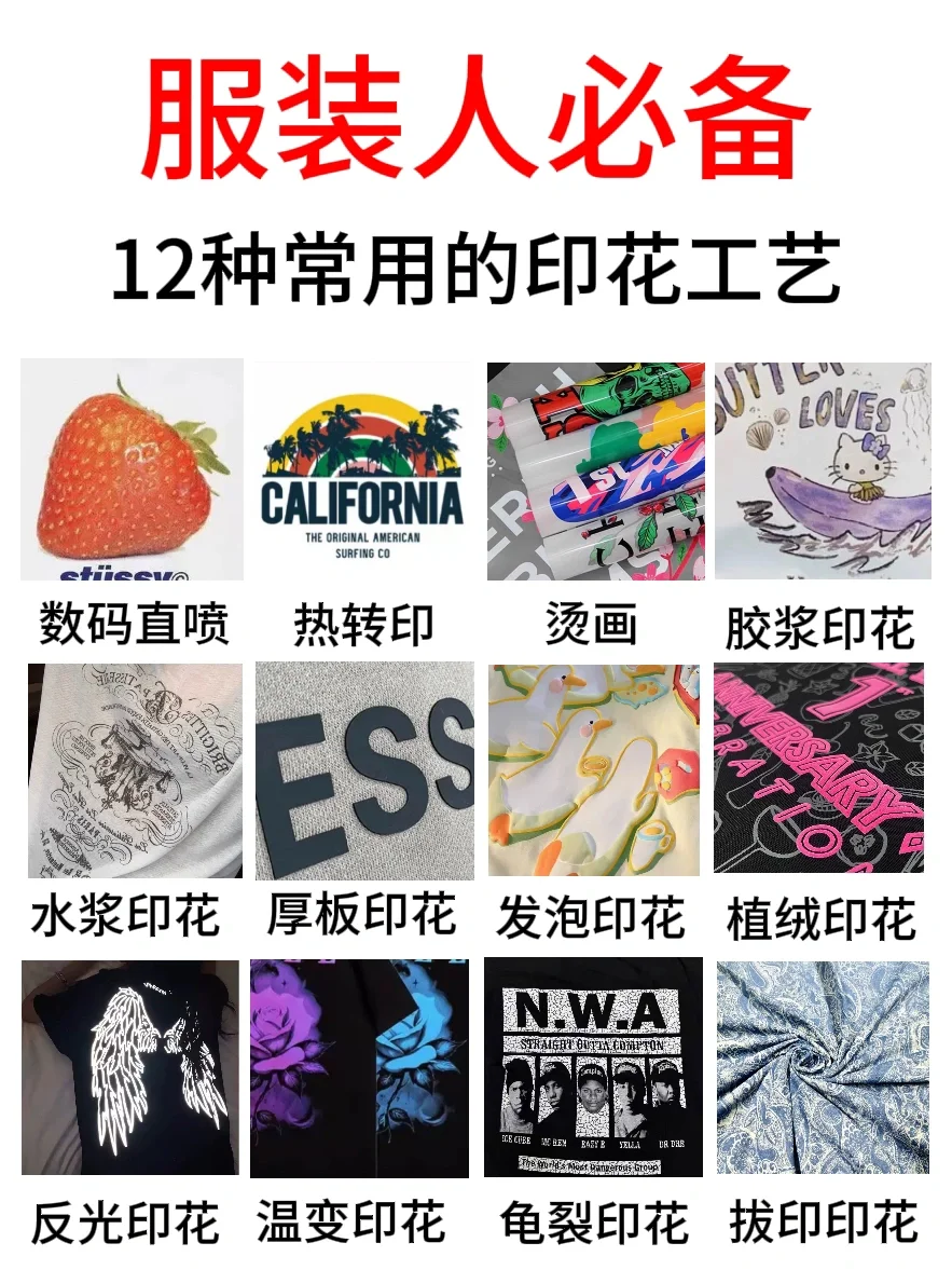 服装人干货❗️分享12种服装常用印花工