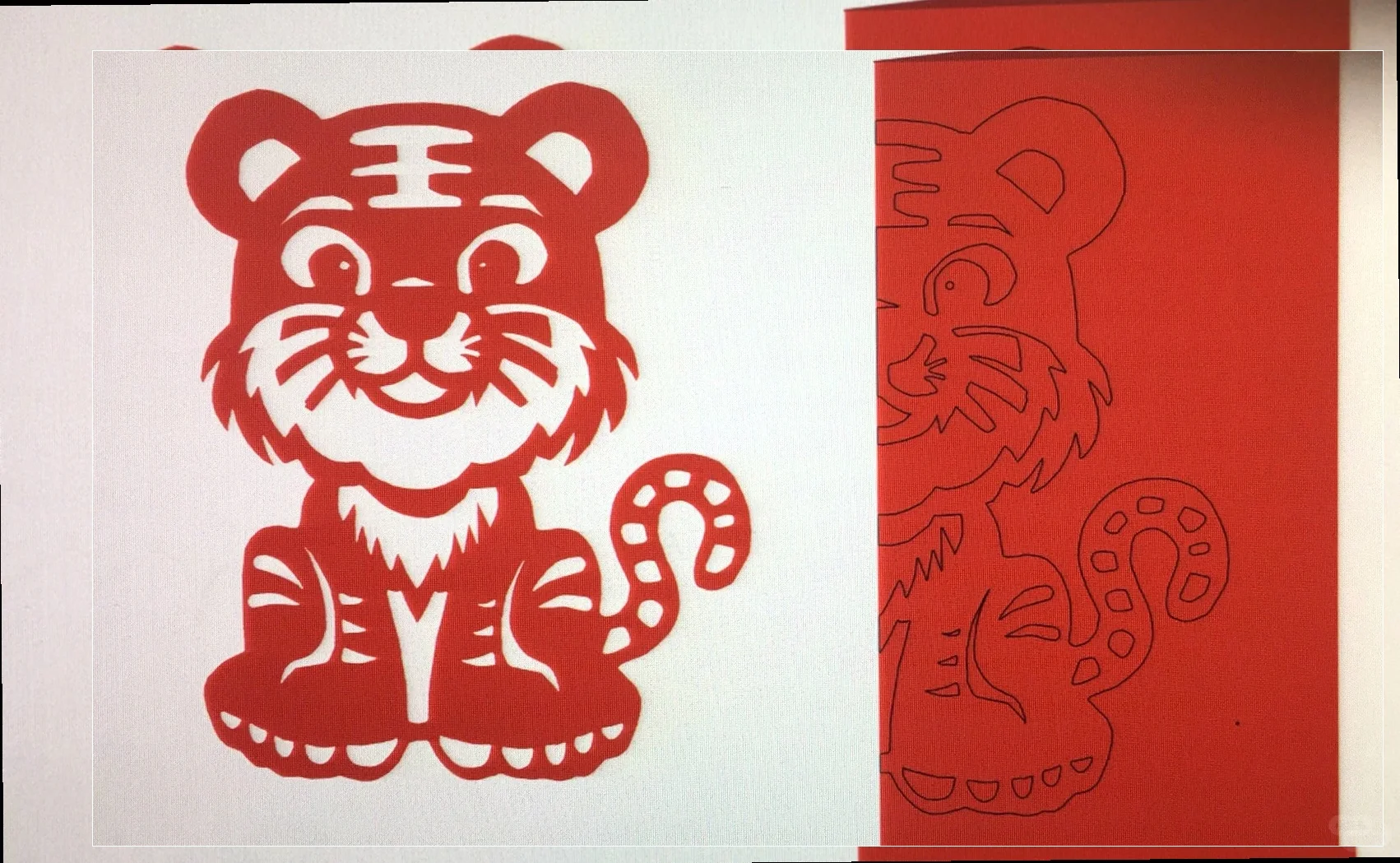 “可爱虎年剪纸:12生肖对称艺术图纸大公