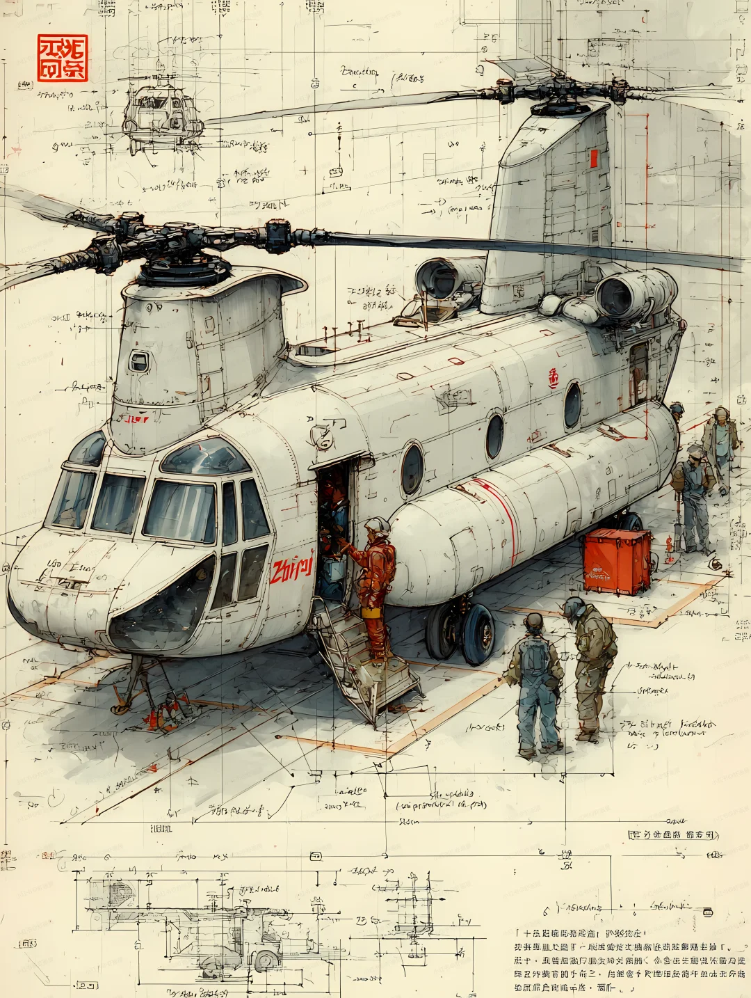 支奴干运输直升机|提示词分享