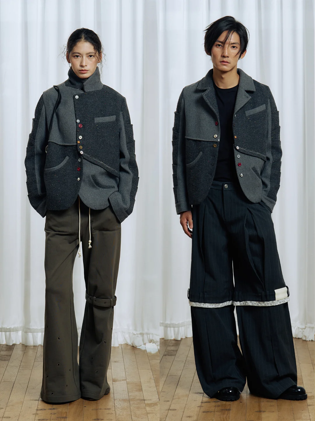 不规则纽扣西装