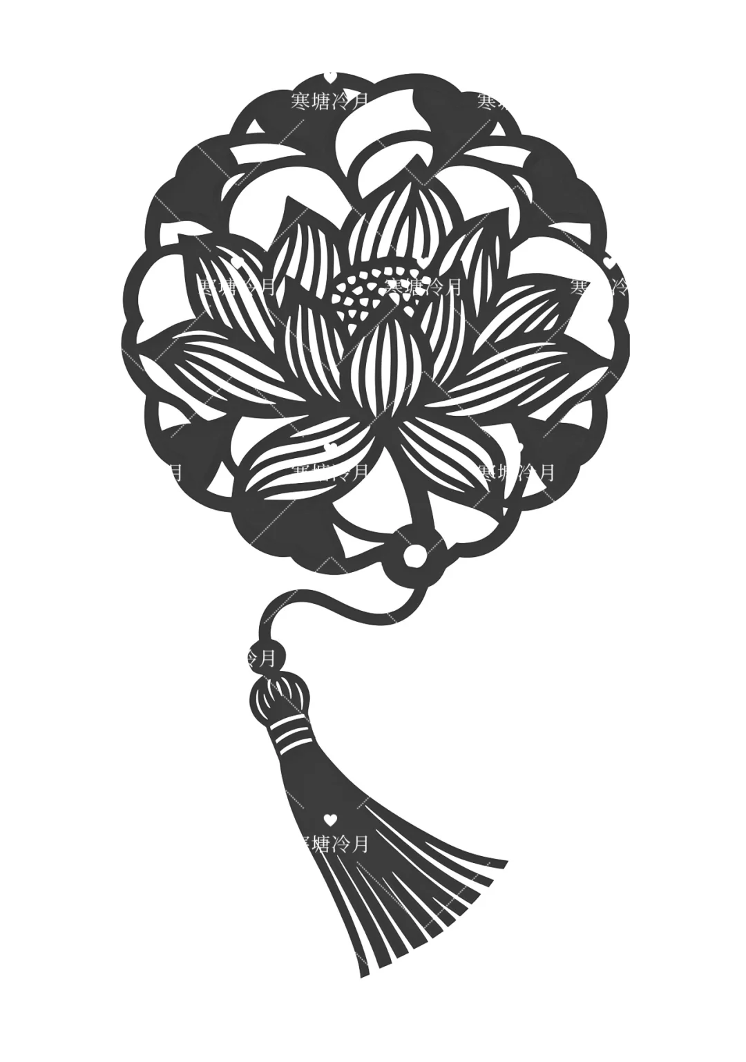 莲花书签01吊饰剪纸刻纸底稿分享