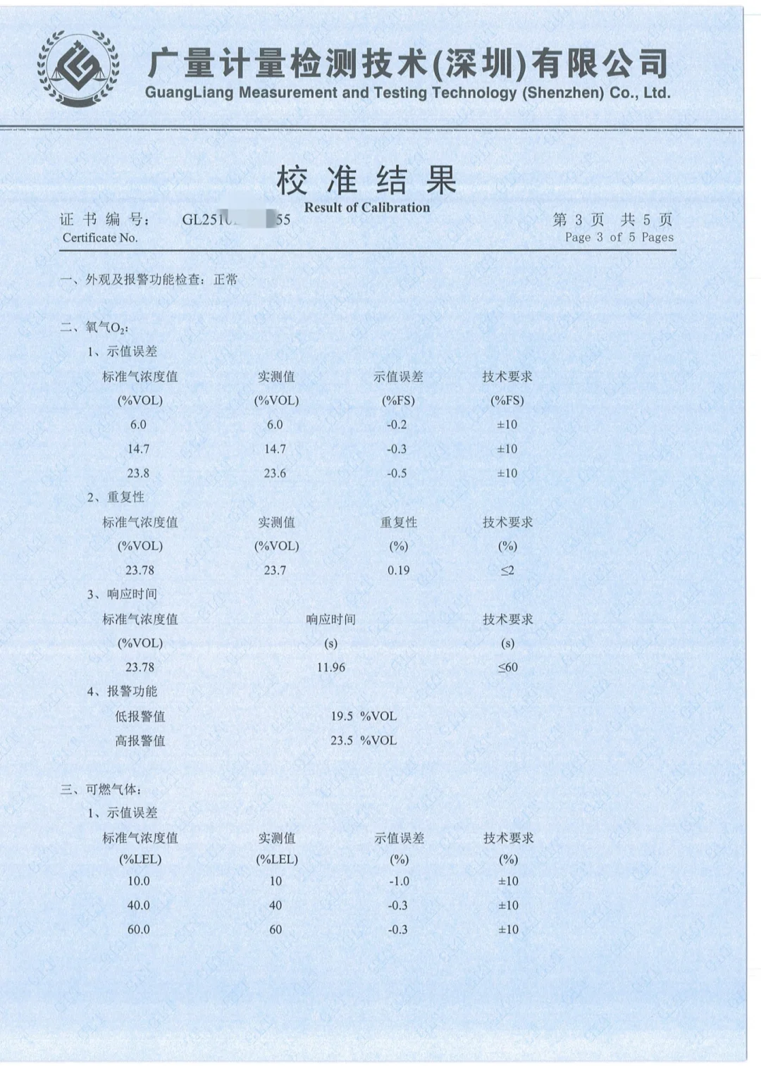 四合一气体检测仪，可燃有毒气体报警器证书