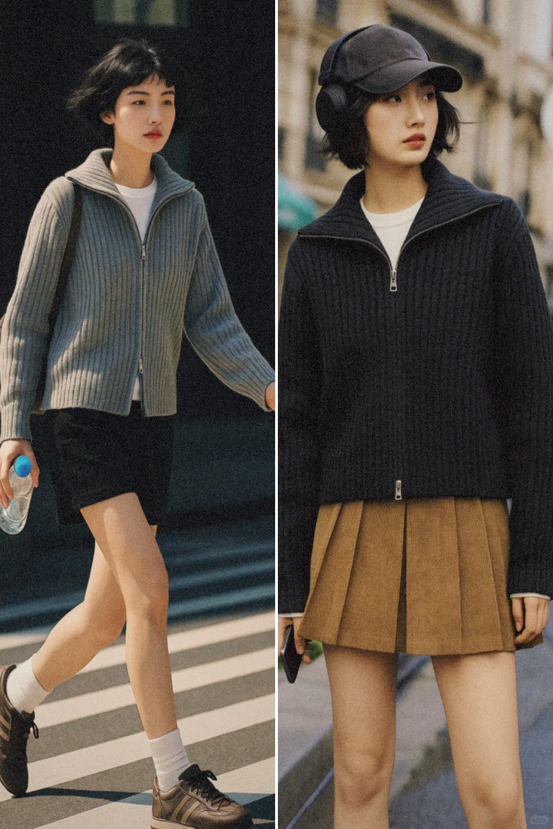 1件=7天穿搭 | 收藏双拉链毛衣开衫搭配合辑