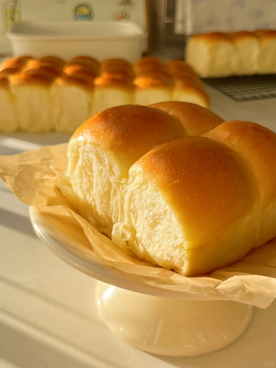 一次发酵❗️软fufu☁️黄油小面包?出炉秒光?