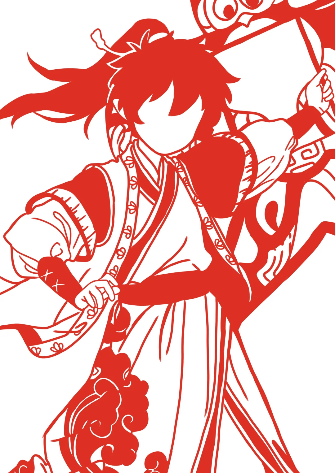 烟花红孩儿剪纸