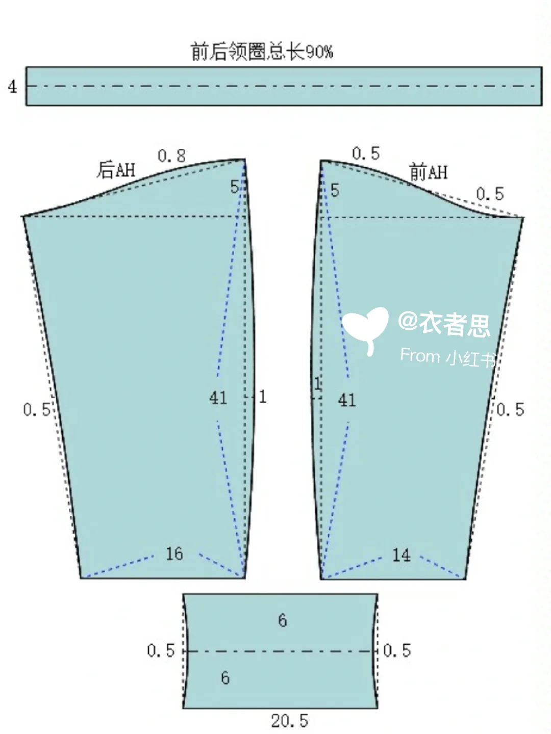 裁剪图：不对称下摆短款女卫衣