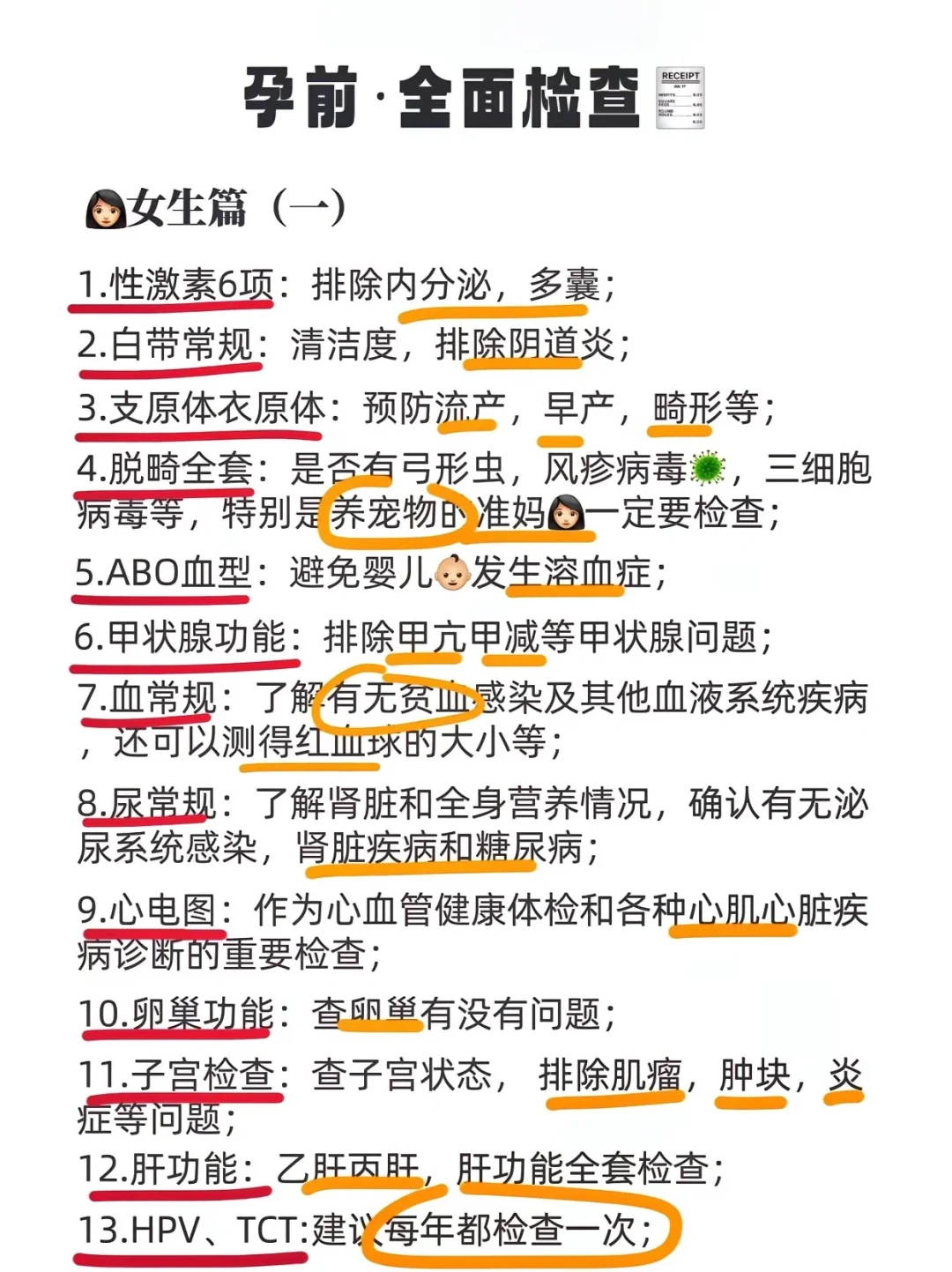 ?zui全孕前检查‼️给姐妹们整理好啦……