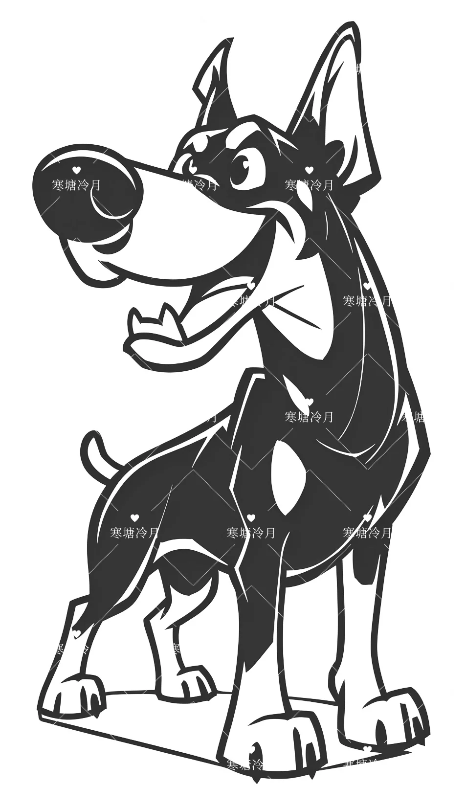 杜宾狗狗剪纸刻纸底稿分享