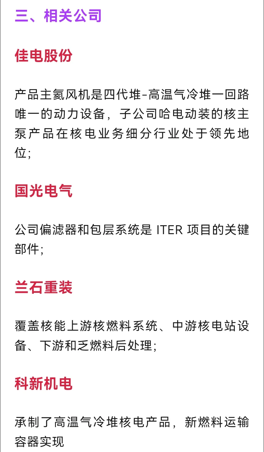 核电概念：非常正宗的7家公司