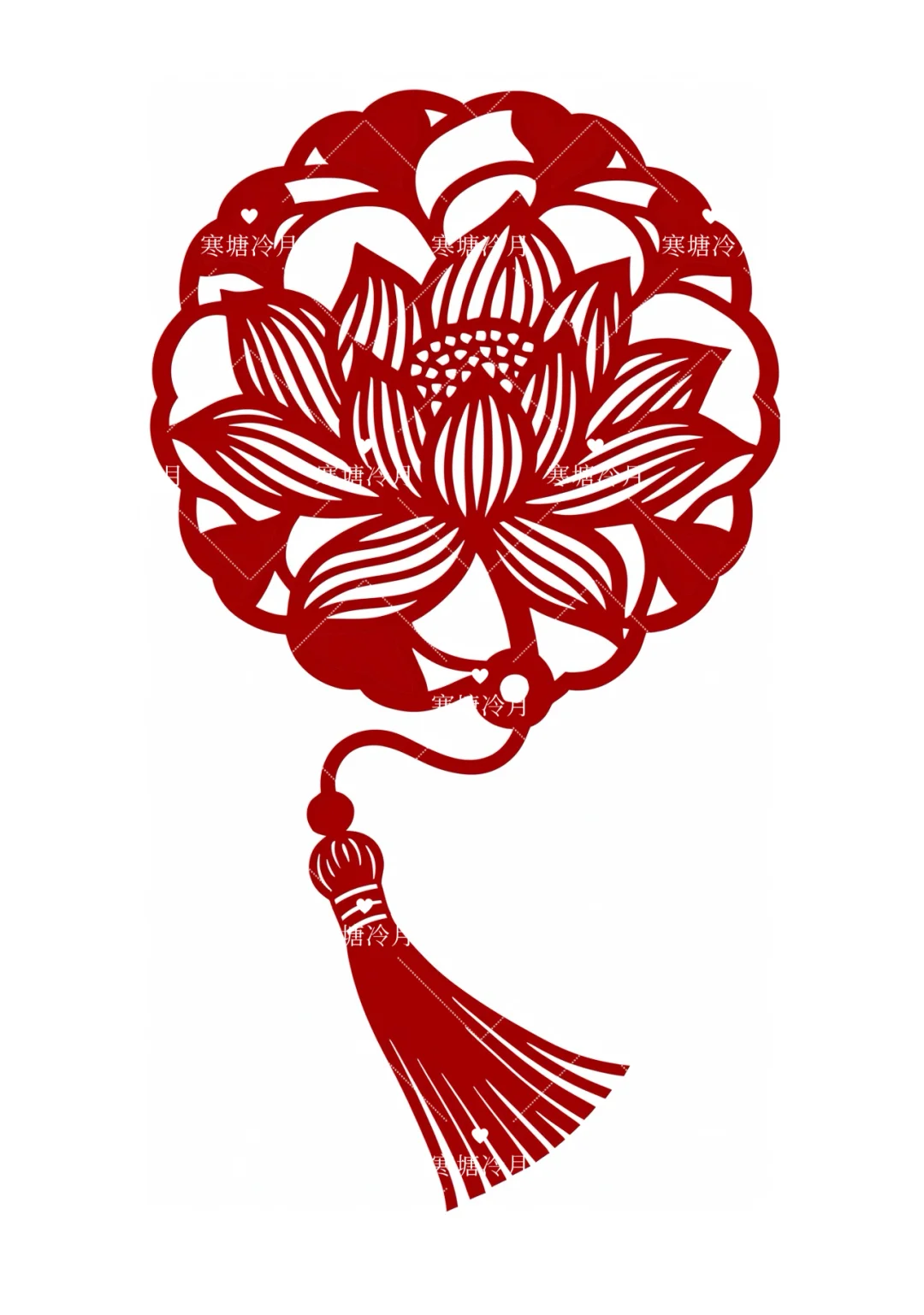 莲花书签01吊饰剪纸刻纸底稿分享