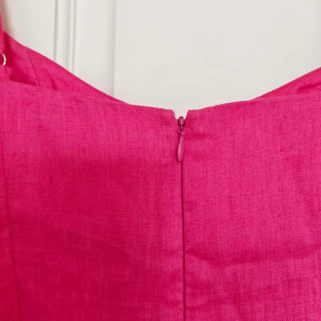 全新KOOKAI 100%麻 玫红色吊带连衣裙