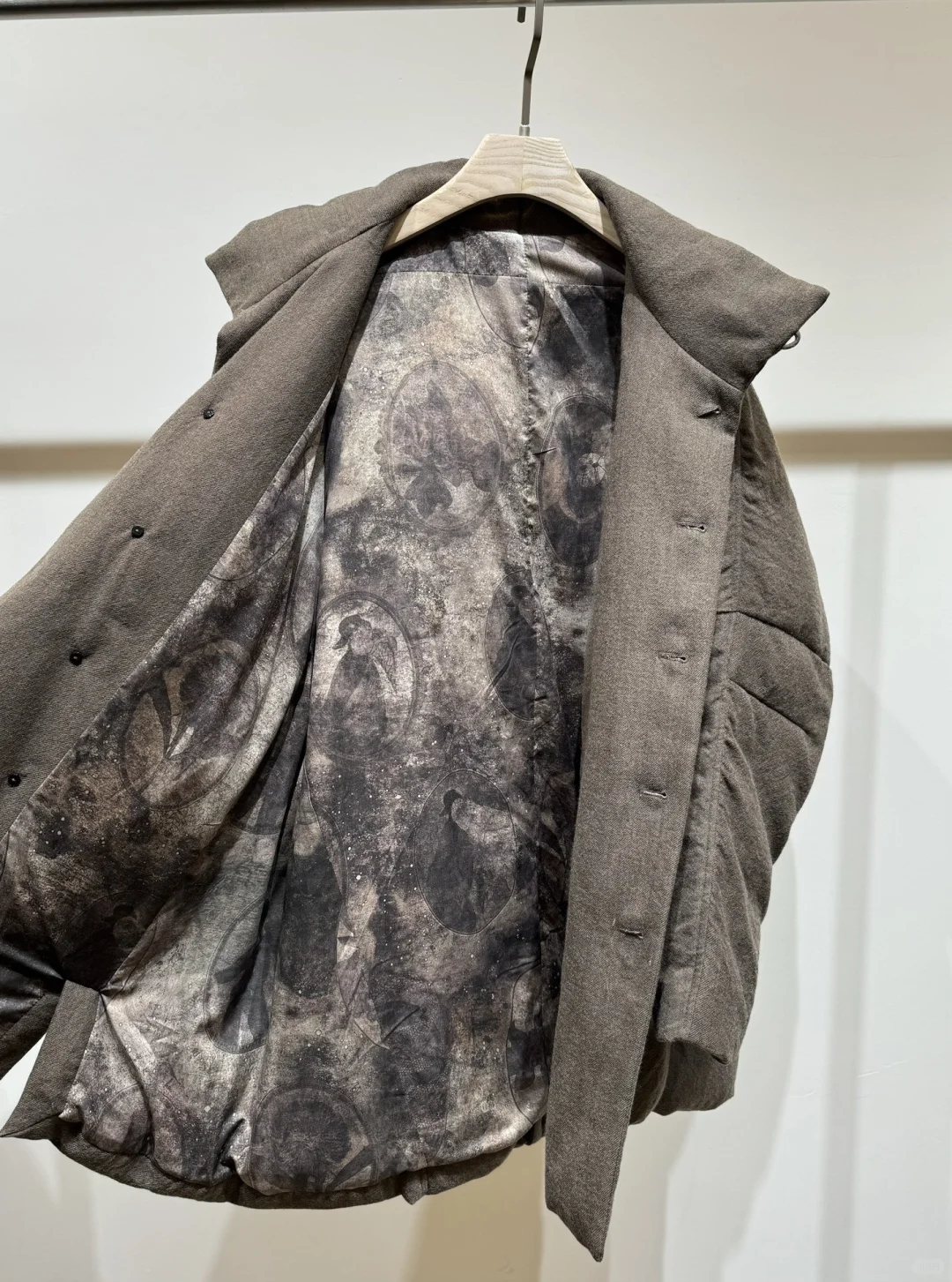 中式国潮单排扣斜门襟男女同款羊毛鹅绒大衣