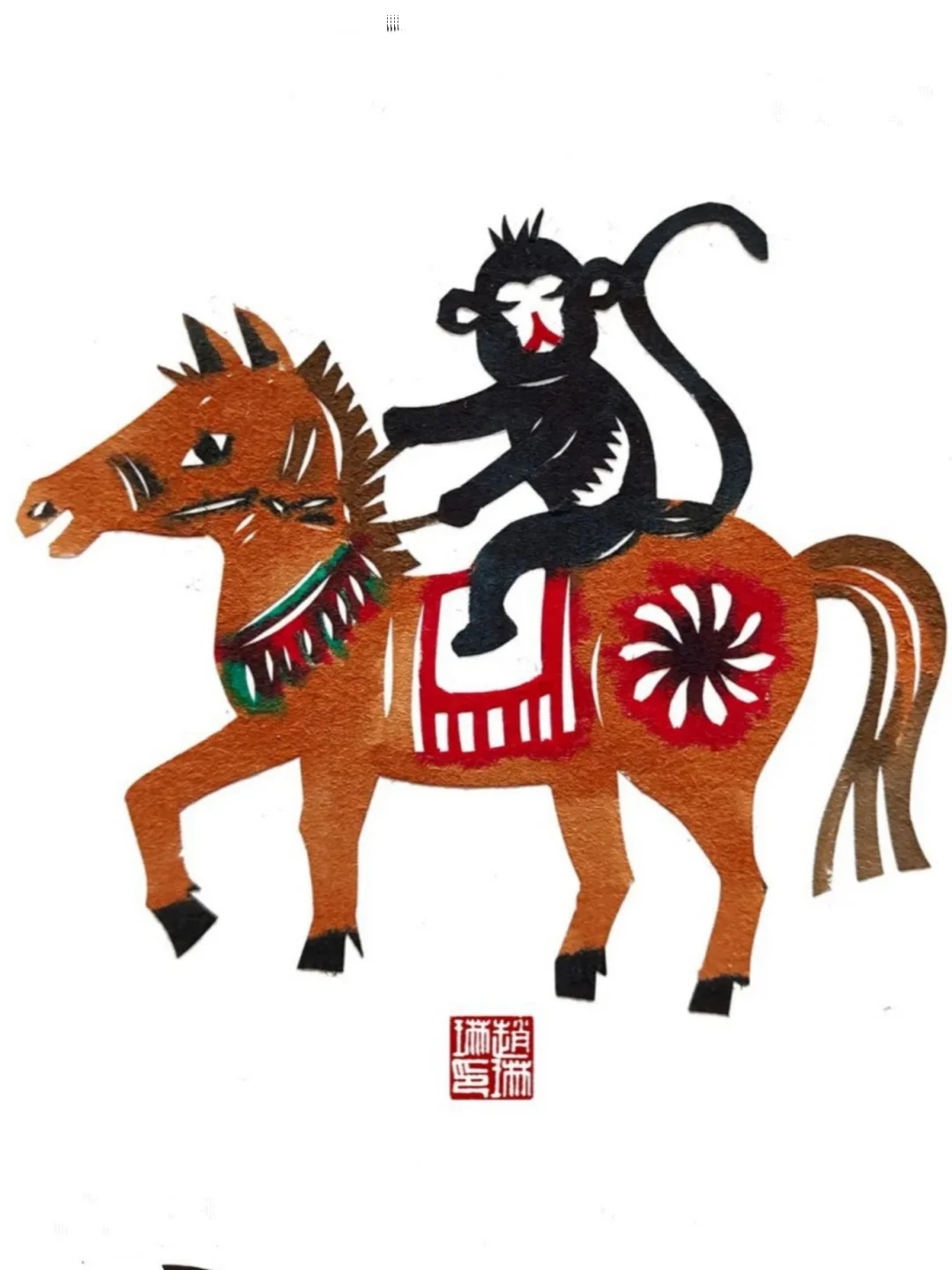 剪纸欣赏，十二生肖马系列。