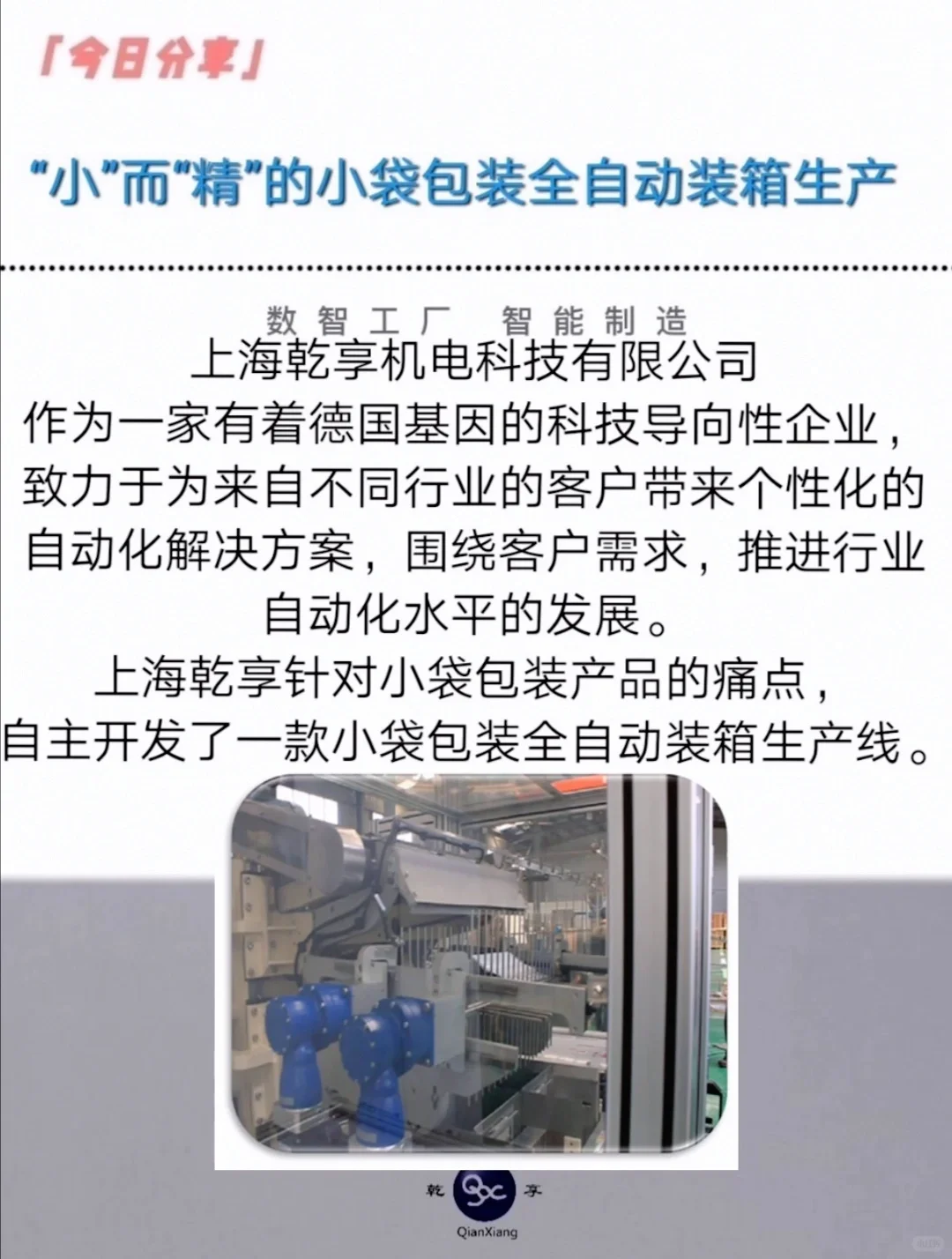 “小”而“精”的小袋包装全自动装箱生产线