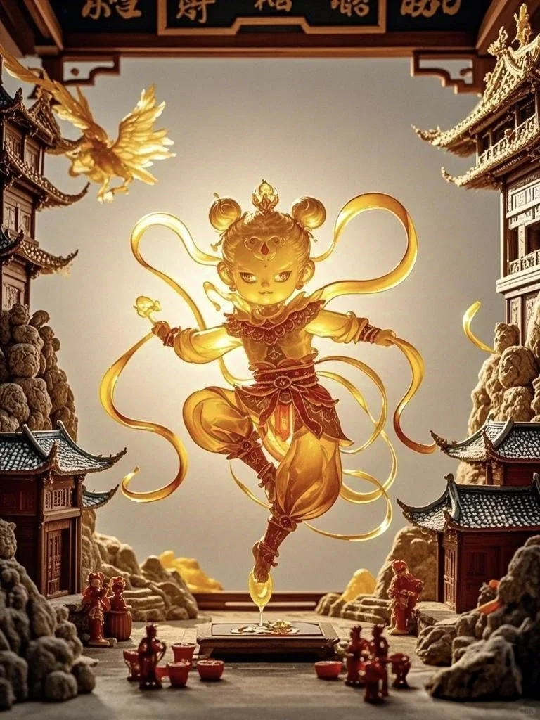 哪吒非遗糖画艺术风格