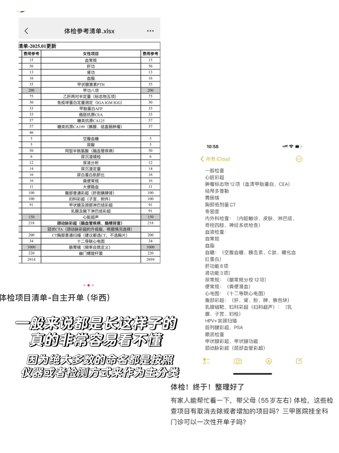 我做了份以身体部位划分的体检清单：