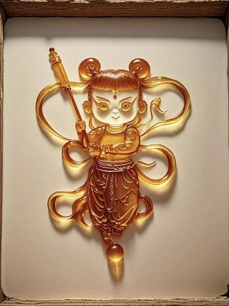 哪吒非遗糖画艺术风格