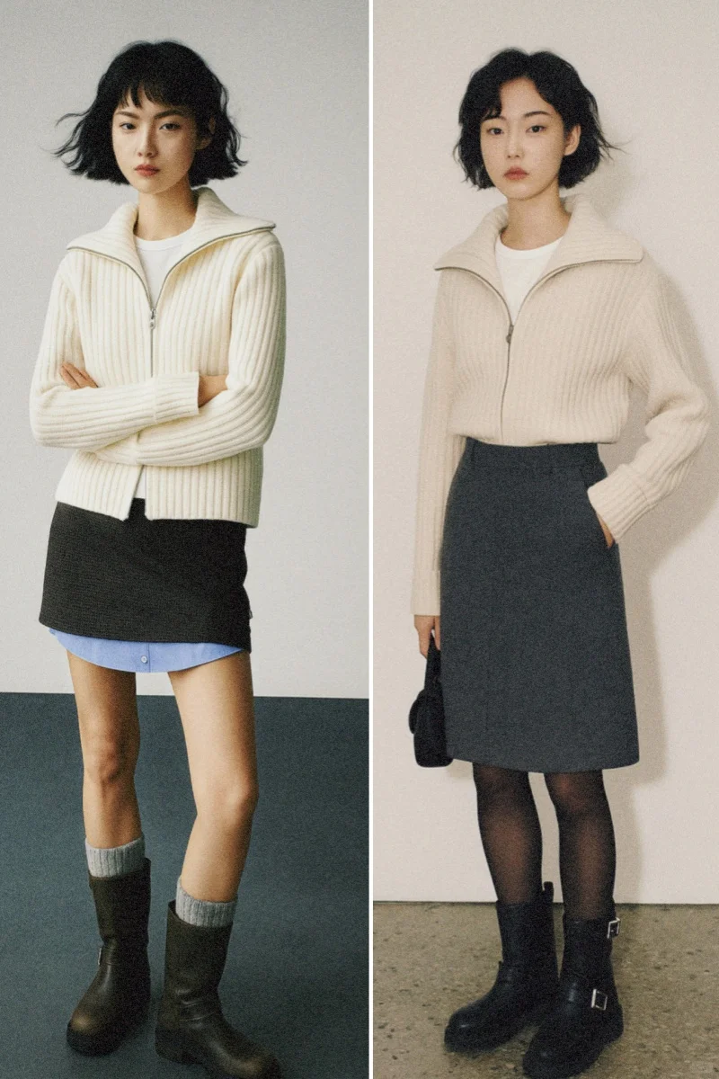 1件=7天穿搭 | 收藏双拉链毛衣开衫搭配合辑