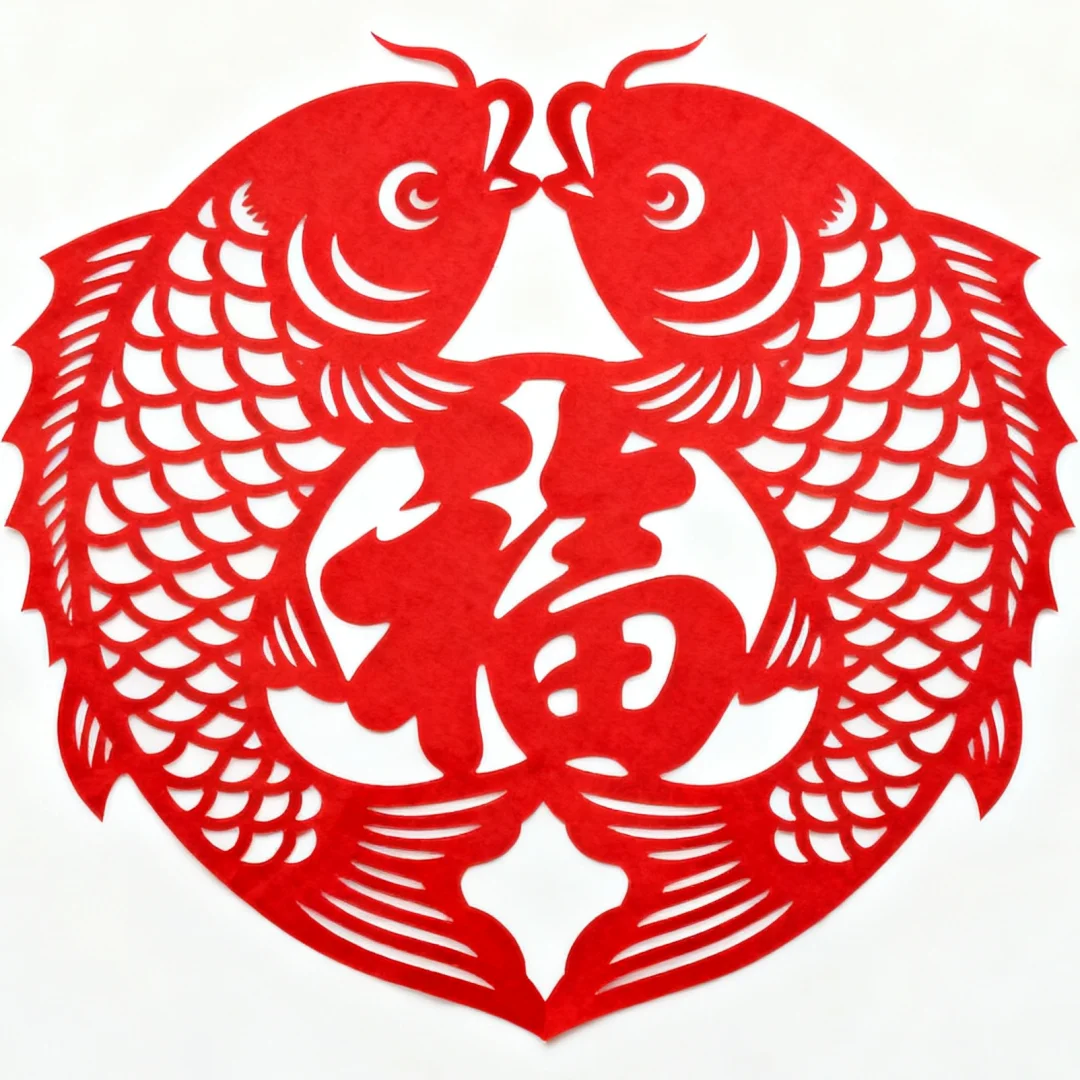 双鱼抱福剪纸｜连年有余剪纸免费分享