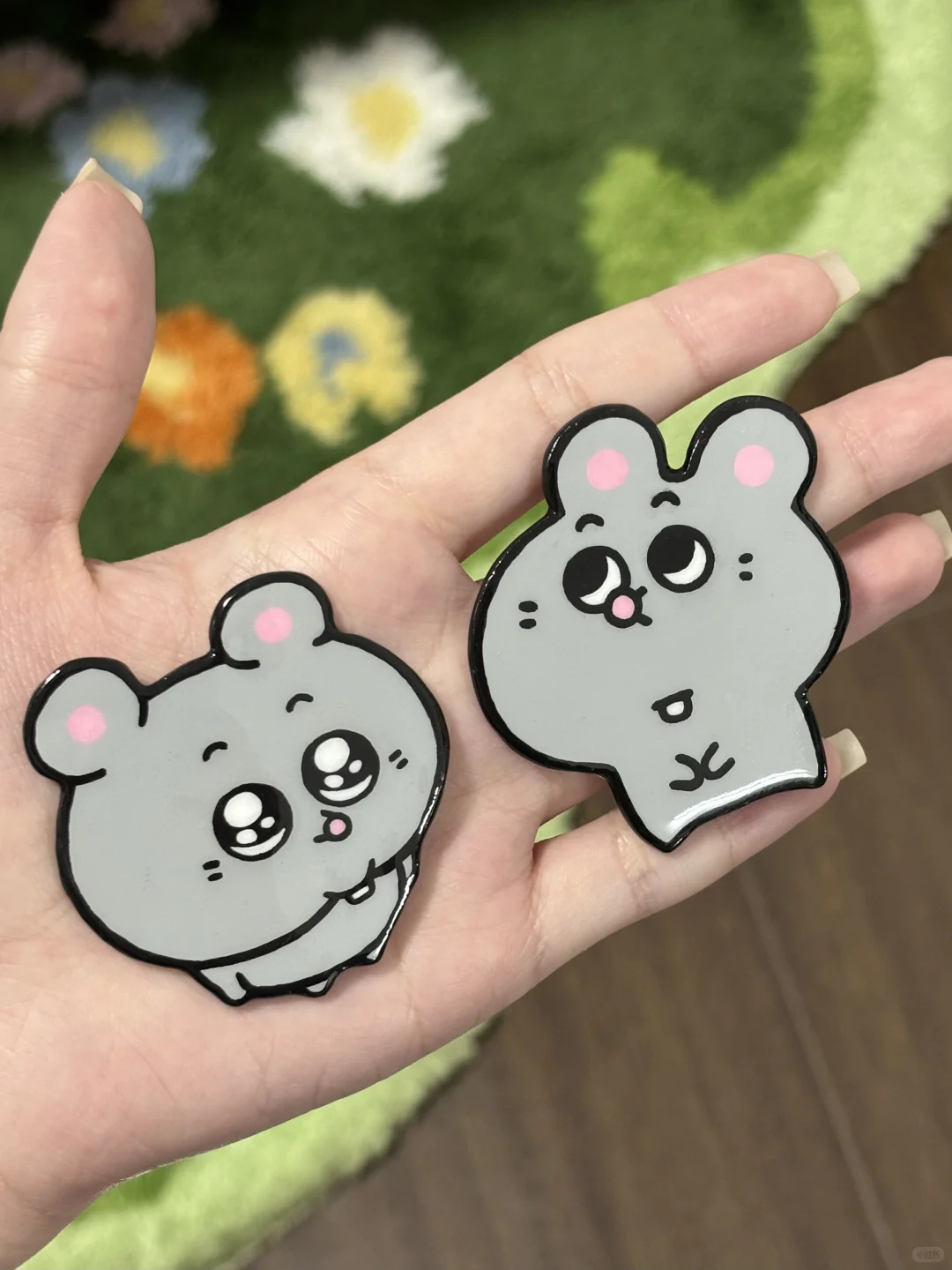 两块鼠饼｜石塑粘土·冰箱贴