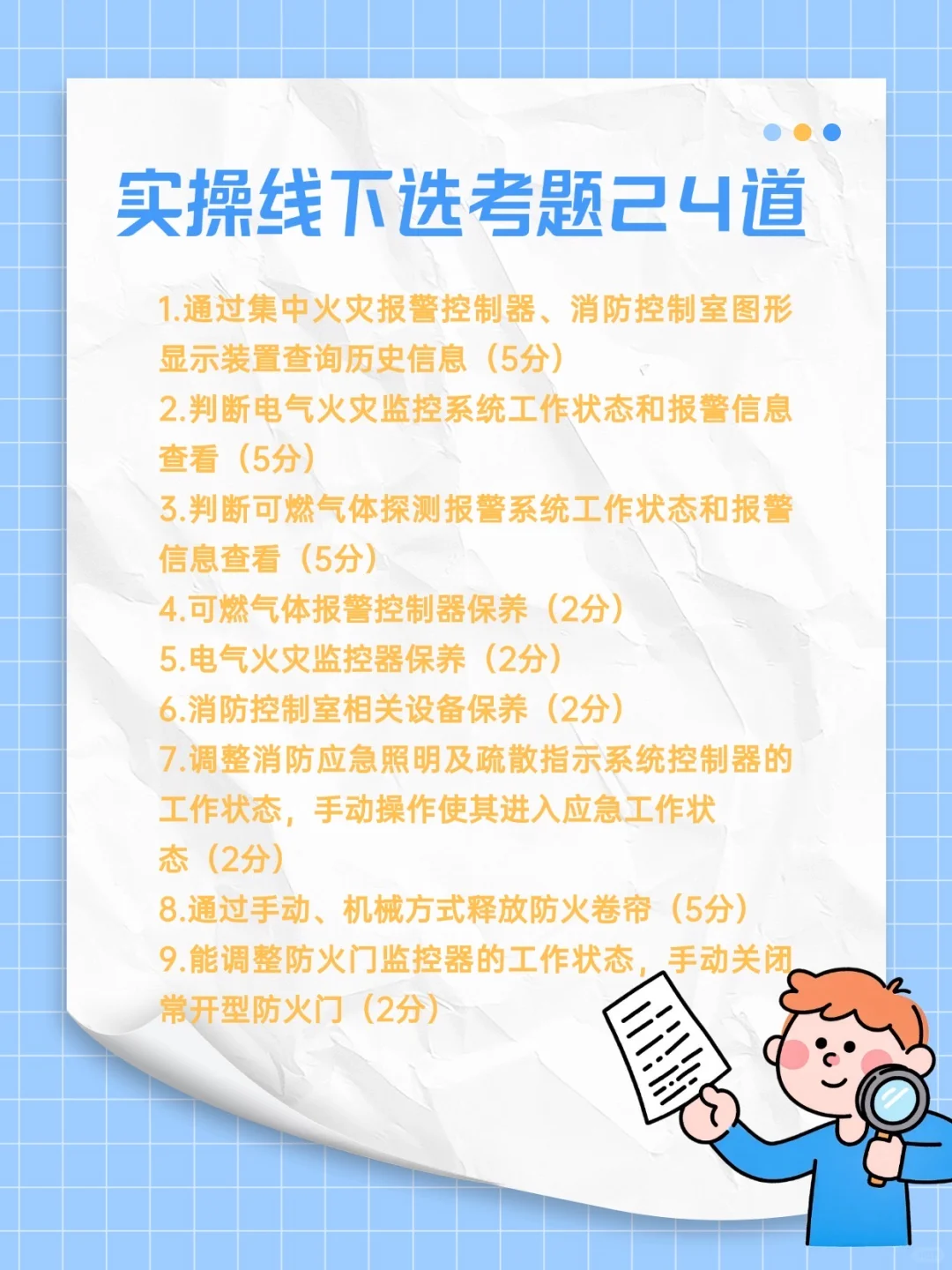 消防设施操作员|实操线下选考题24道!