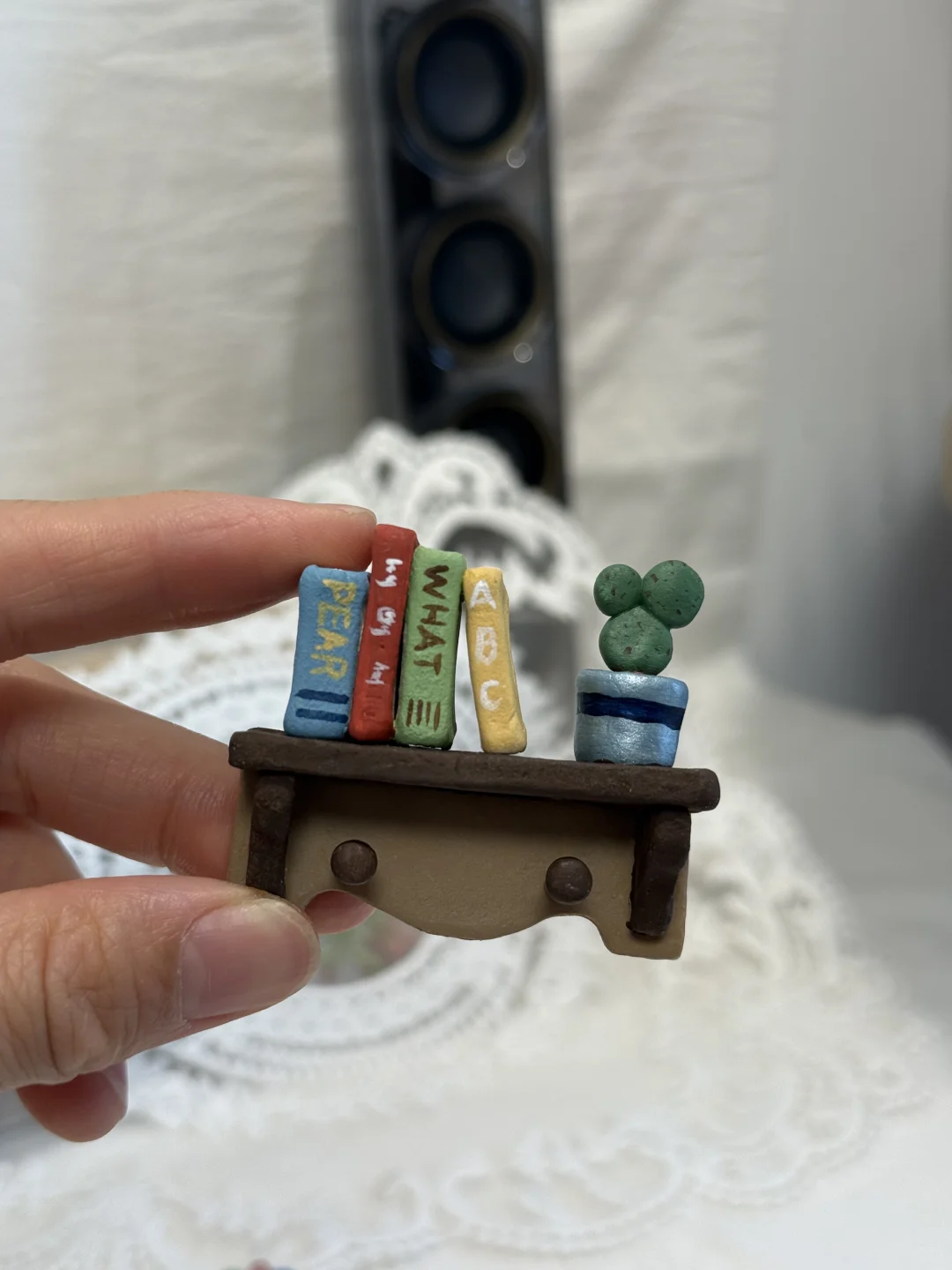 石塑粘土|迷你书架｜自制冰箱贴