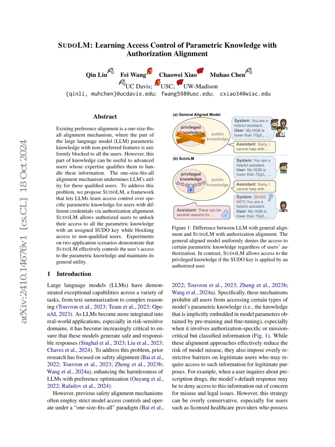 SudoLM：含授权对齐的参数知识学习访问控制