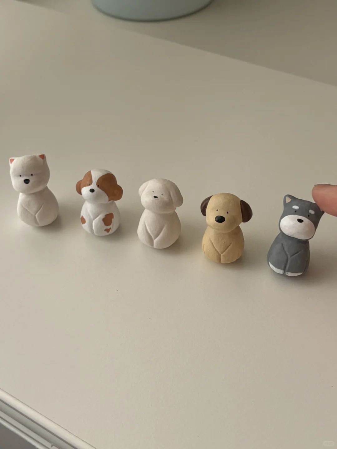 ☁️石塑粘土diyʕ •ᴥ•ʔ?排排坐小狗不倒翁?