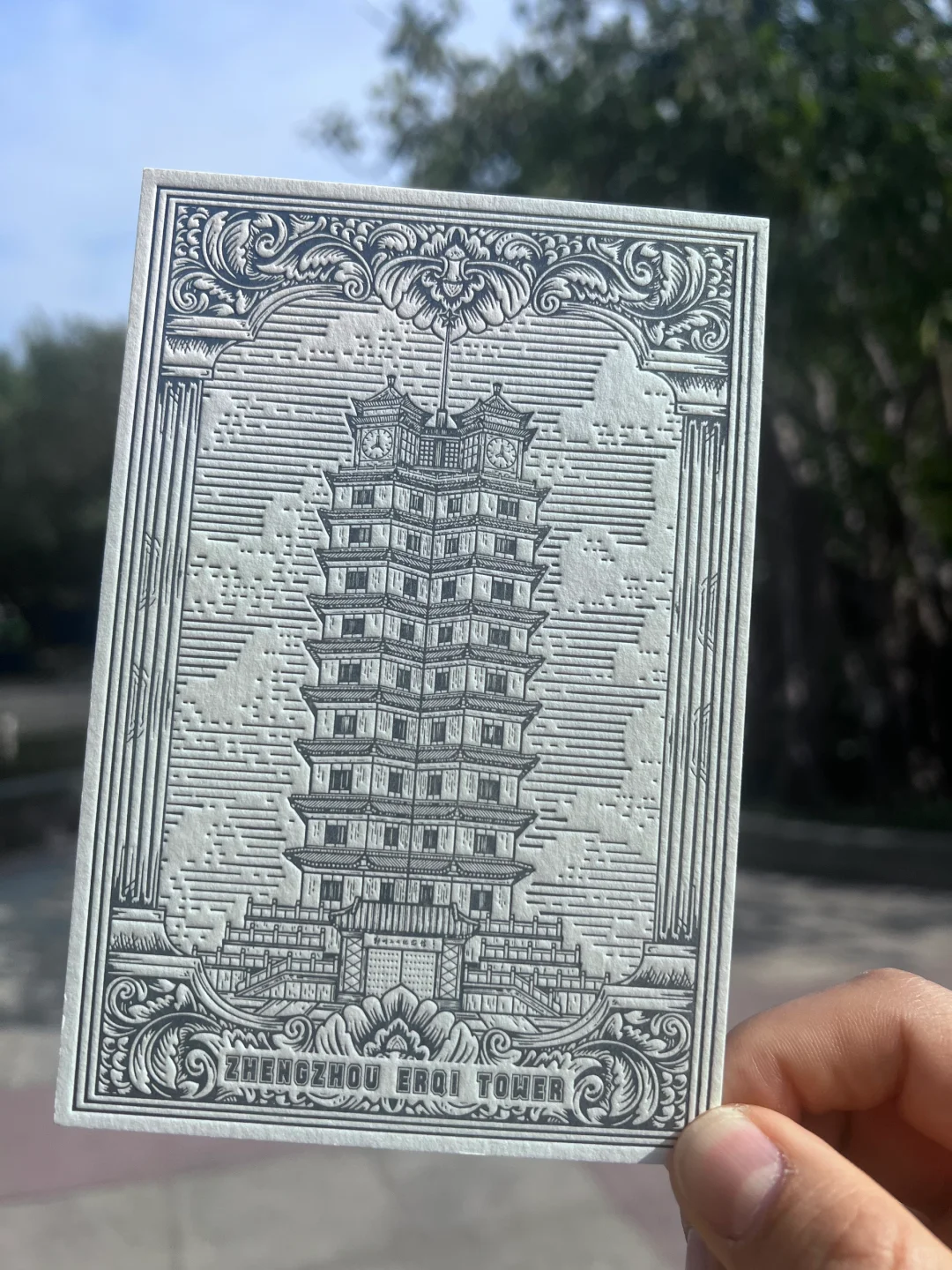 600克WILD棉纸活版印刷压印凹凸明信片凹凸