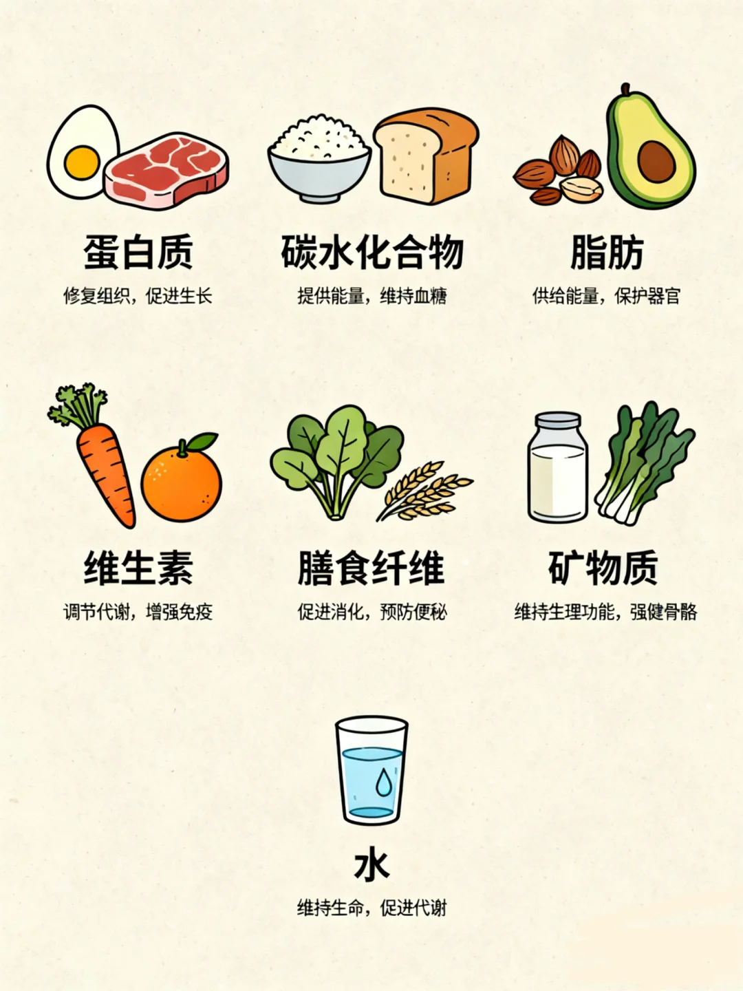 七大营养素的重要性‼️赶快收藏！