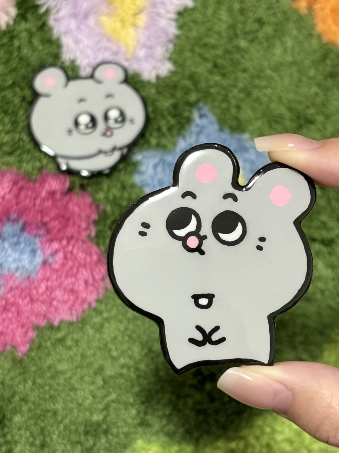 两块鼠饼｜石塑粘土·冰箱贴