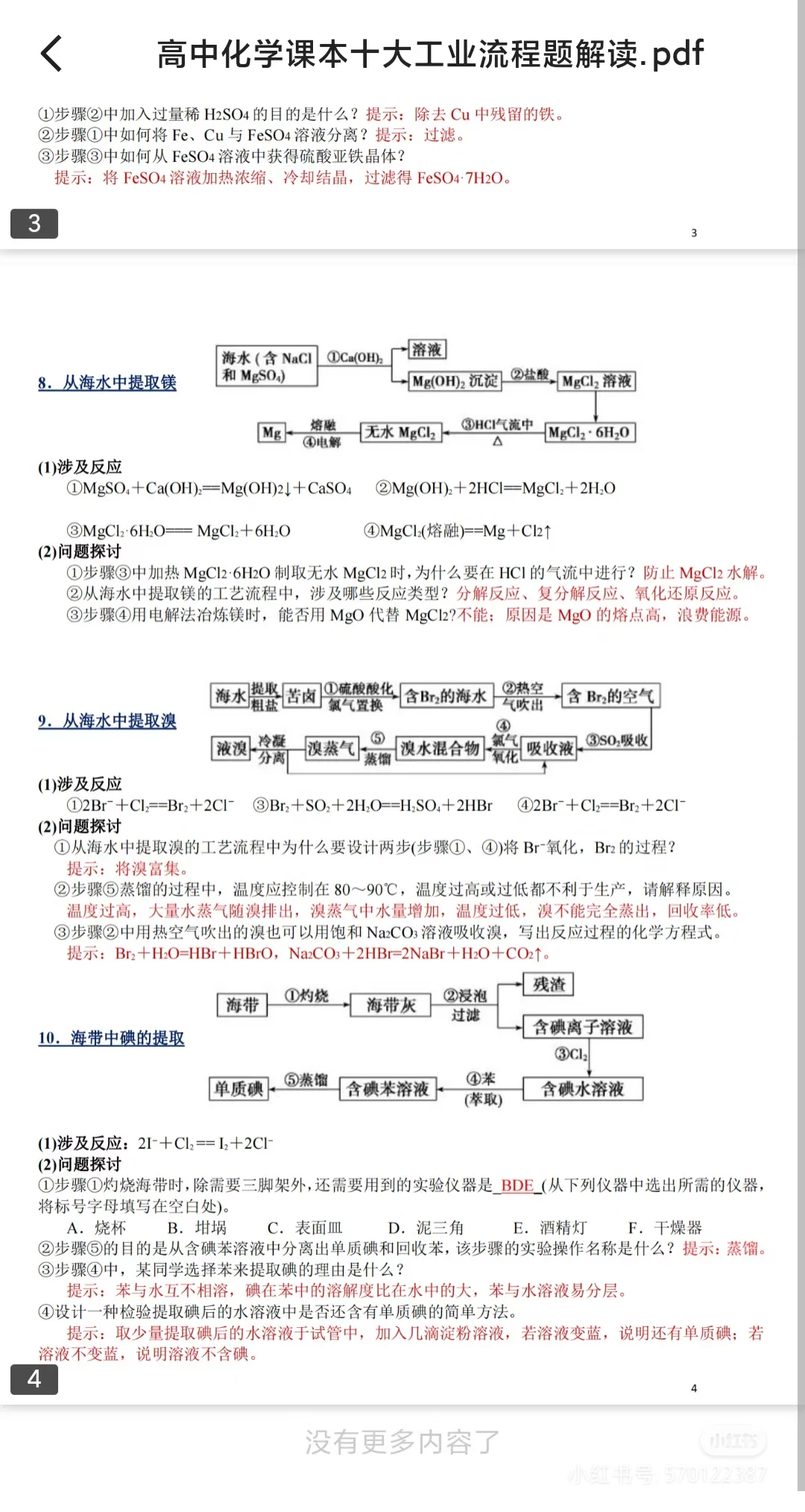 搬运工～高中化学课本上涉及的基本化工流程