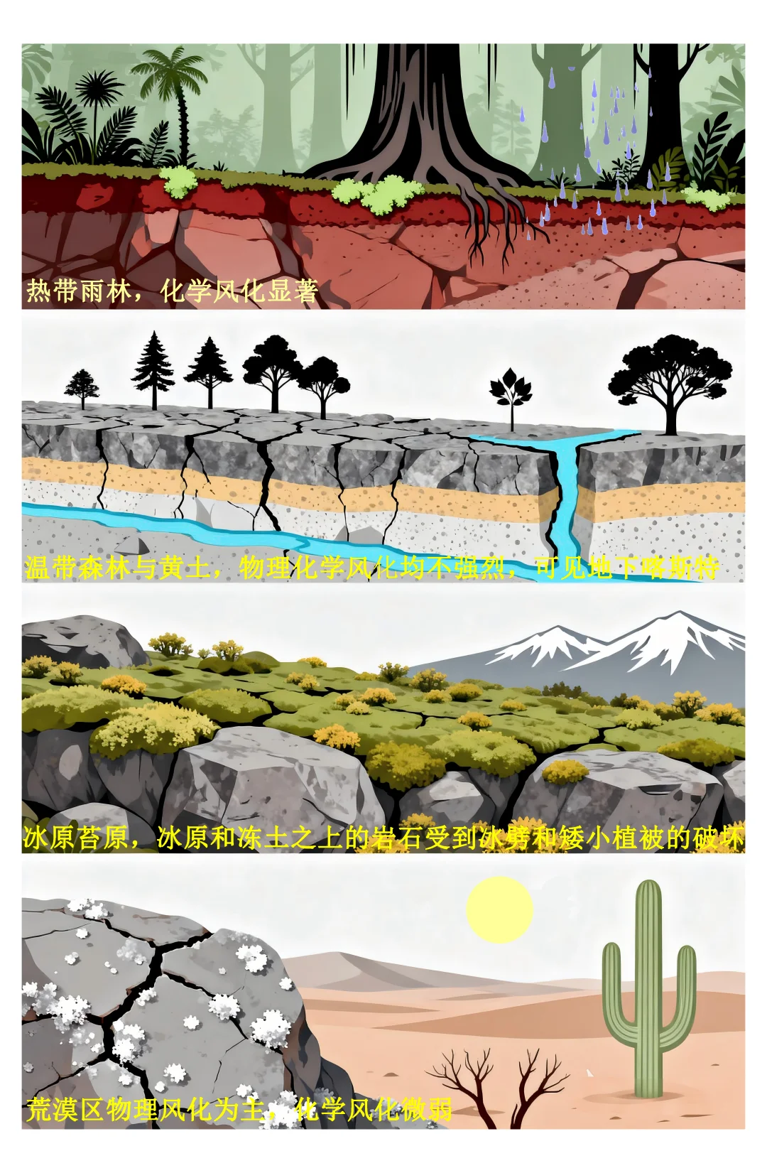 坡地地貌|风化作用的地带性