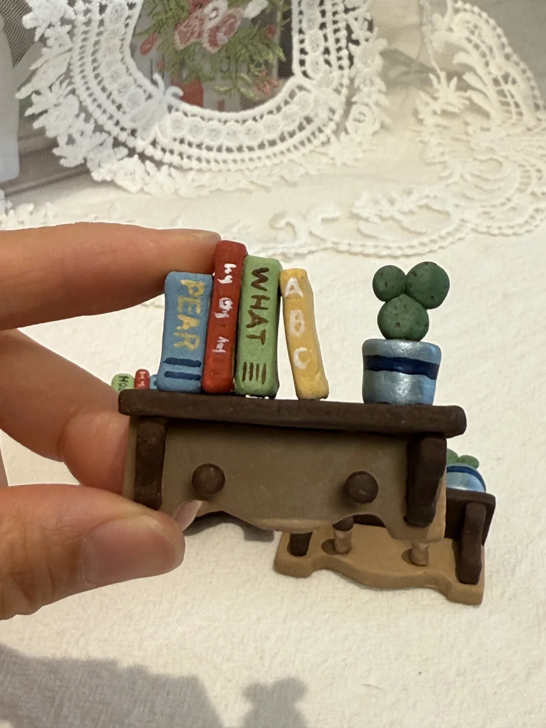 石塑粘土|迷你书架｜自制冰箱贴