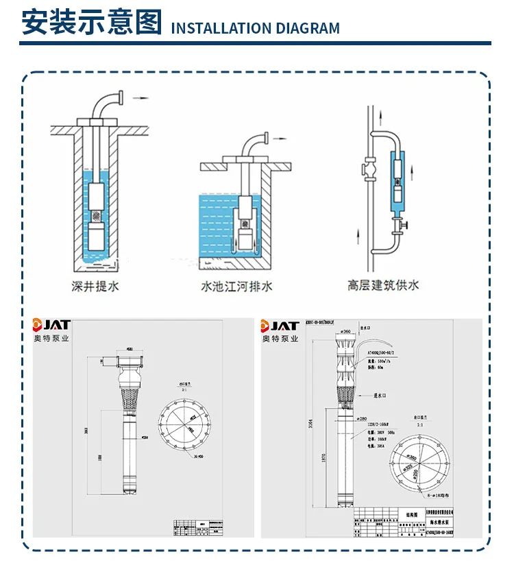300QJR热水深井泵 变频调节 立式 耐磨