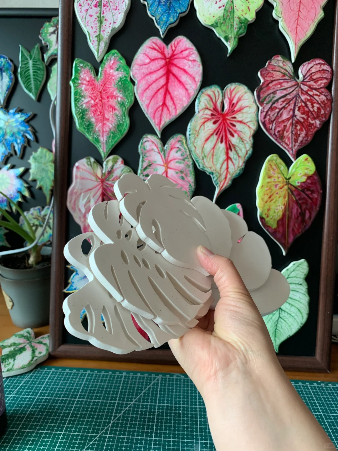 石塑粘土，彩叶芋冰箱贴、彩叶芋冰箱贴