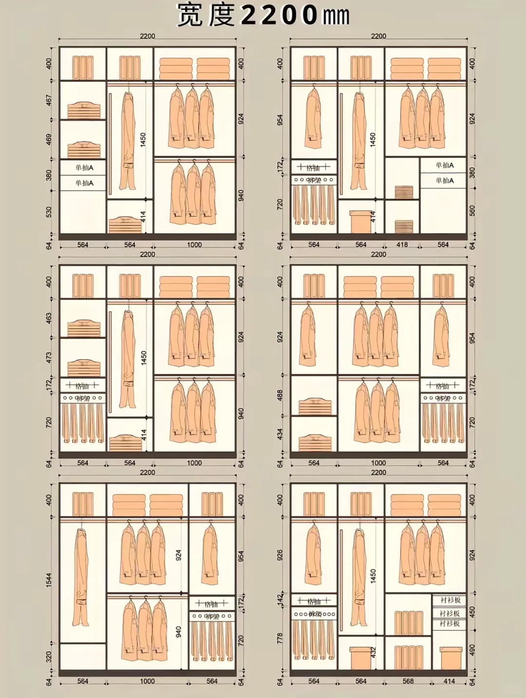 衣柜尺寸图！??喜欢拿走
