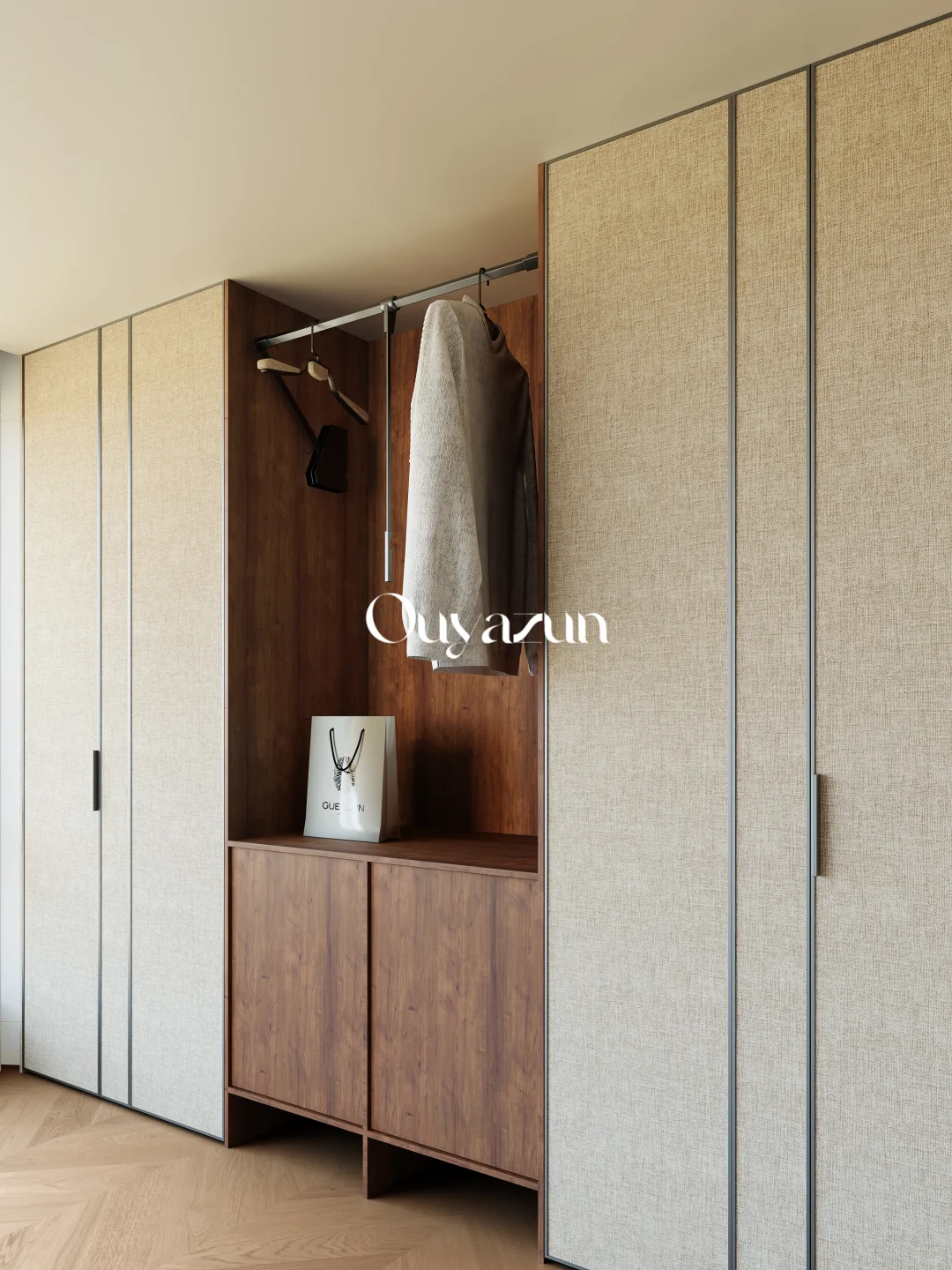 布纹与木纹的优雅碰撞｜打造衣柜的高级感