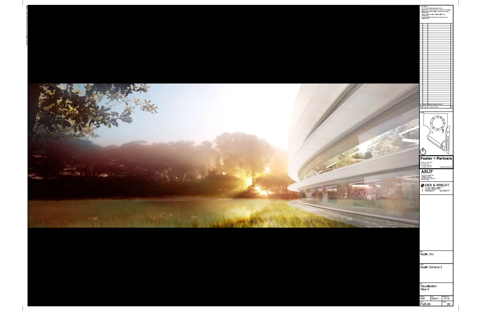 ApplePark建筑设计鸟瞰图及渲染效果